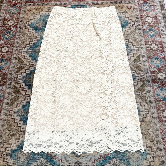 NWT Skies are Blue• Cream and nude lace midi skirt size extra small XS NEW - Picture 8 of 14